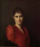 Anna Bilinska-Bohdanowicz Portrait of a women in red dress oil painting reproduction